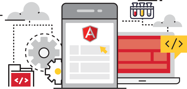 angular Development flat line graphic
