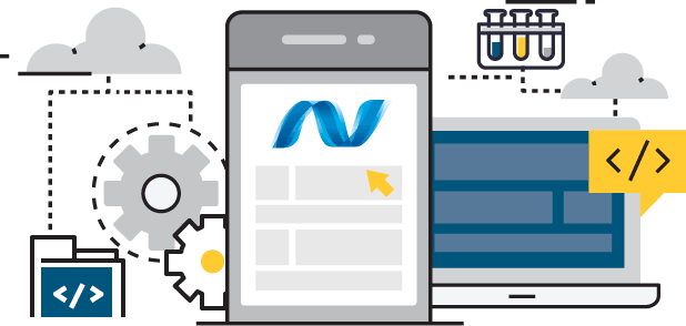 asp. net Development flat line graphic